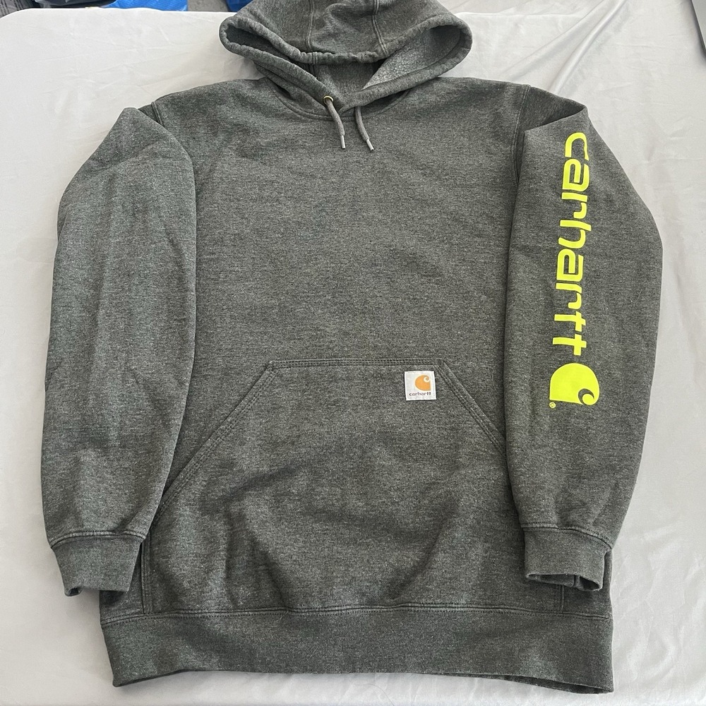 Carhartt Hoodie Loose Fit Midweight Logo Sleeve Graphic BL1 Carbon Men's Small
